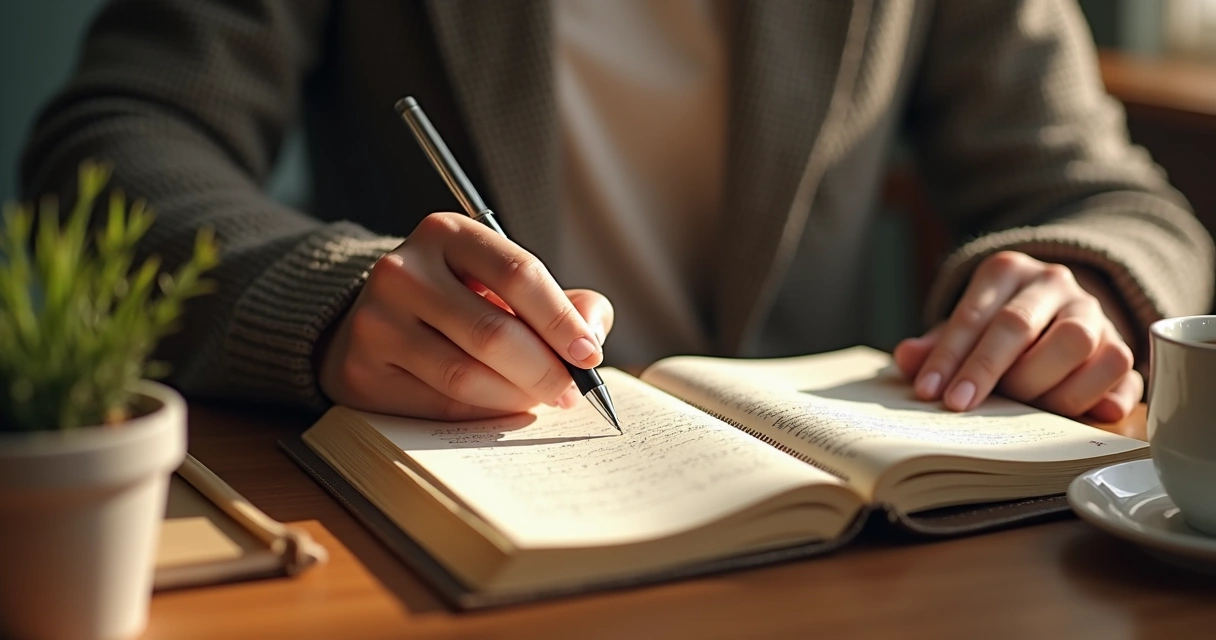 Pessoa escrevendo em um diário sobre suas frustrações