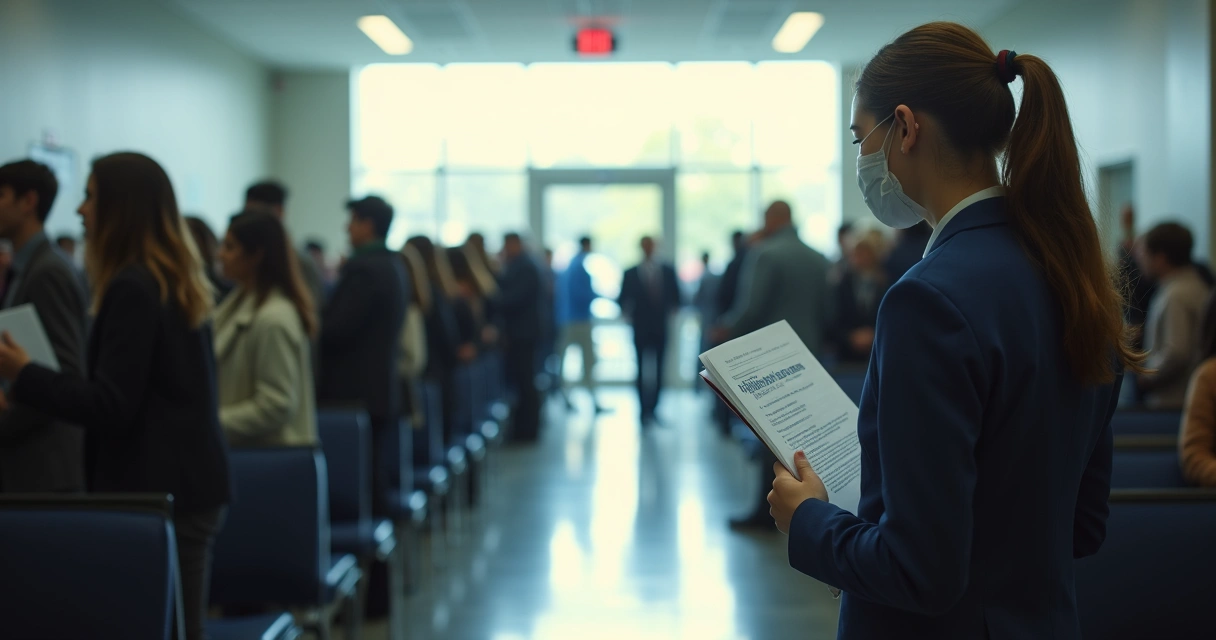 Pessoa aguardando em fila na agência do INSS. 