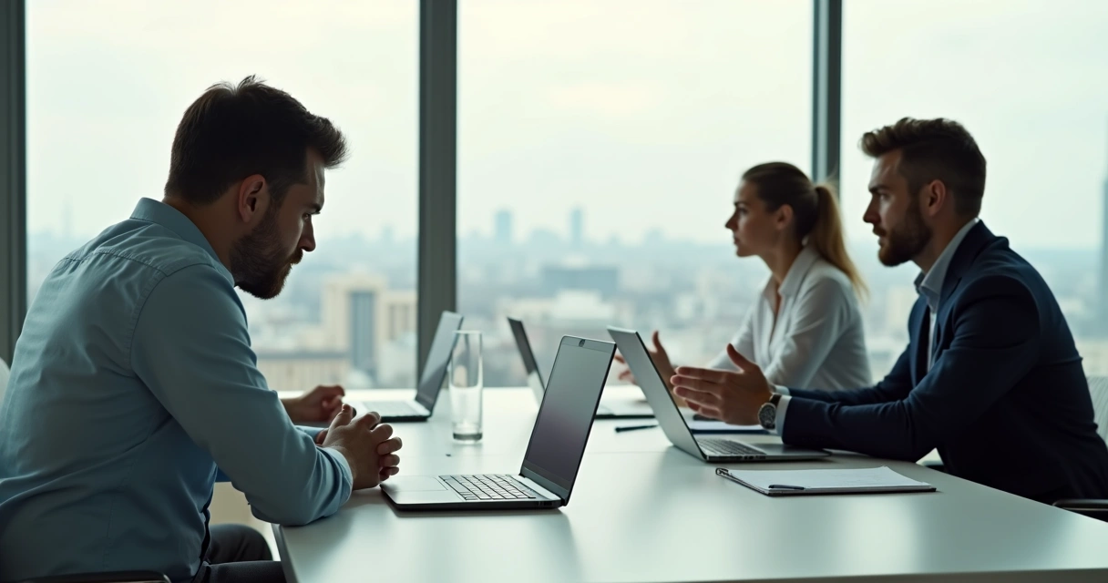 Pessoa calada evitando conflito em reunião de trabalho 