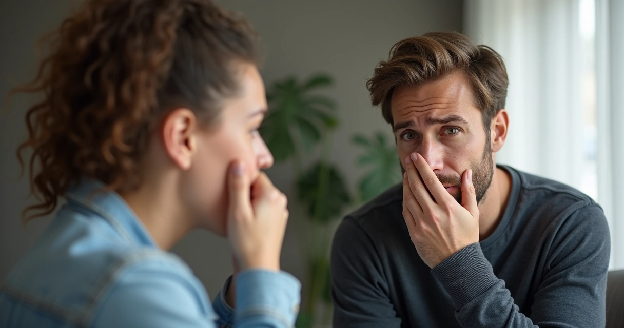 Pessoa tapando a boca durante conversa 