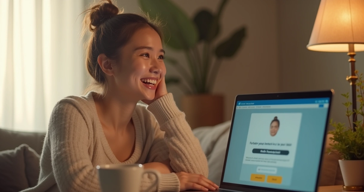 Pessoa aliviada após resolver problema com CPF pelo chatbot 