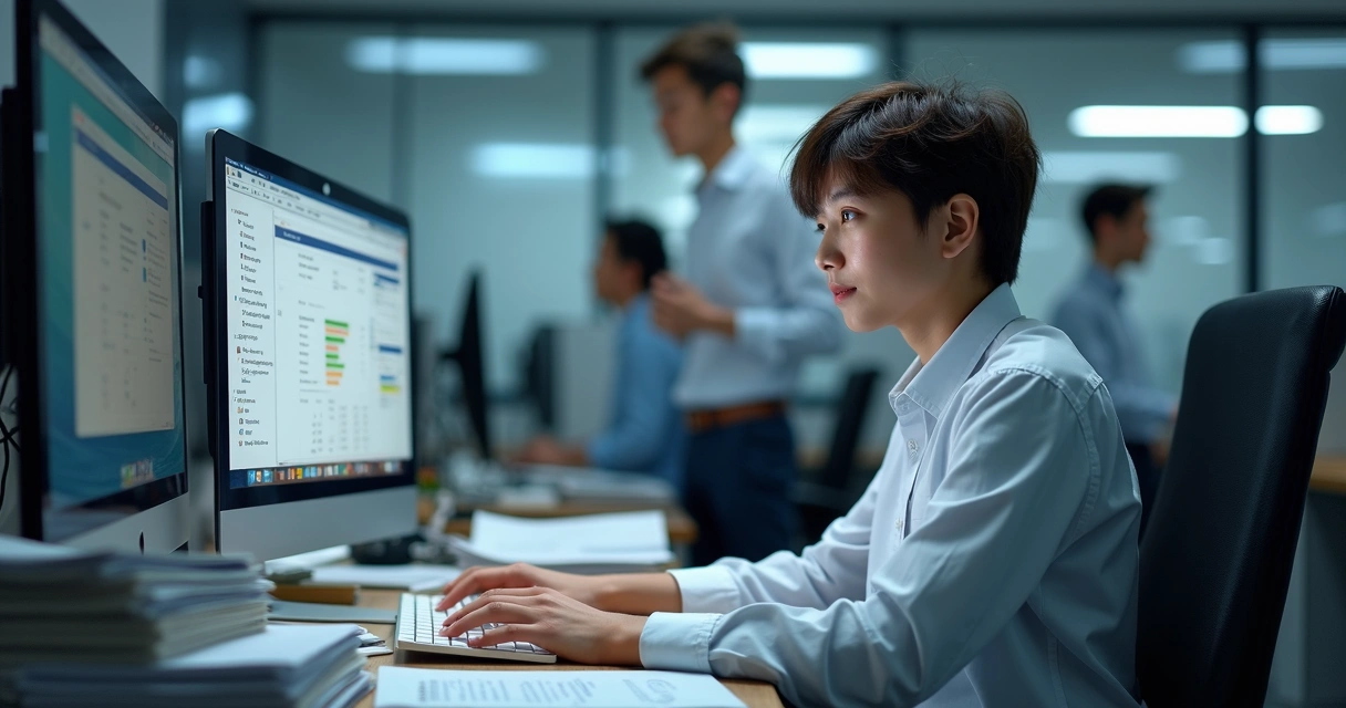 Pessoa focada em um ambiente de trabalho sob pressão 