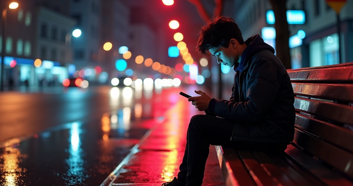 Pessoa olhando para o celular em busca de fuga emocional