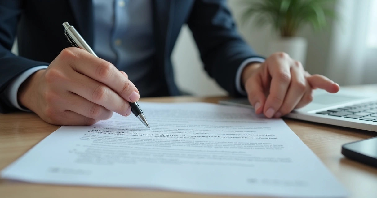 Pessoa lendo contrato de seguro de vida com expressão atenta 