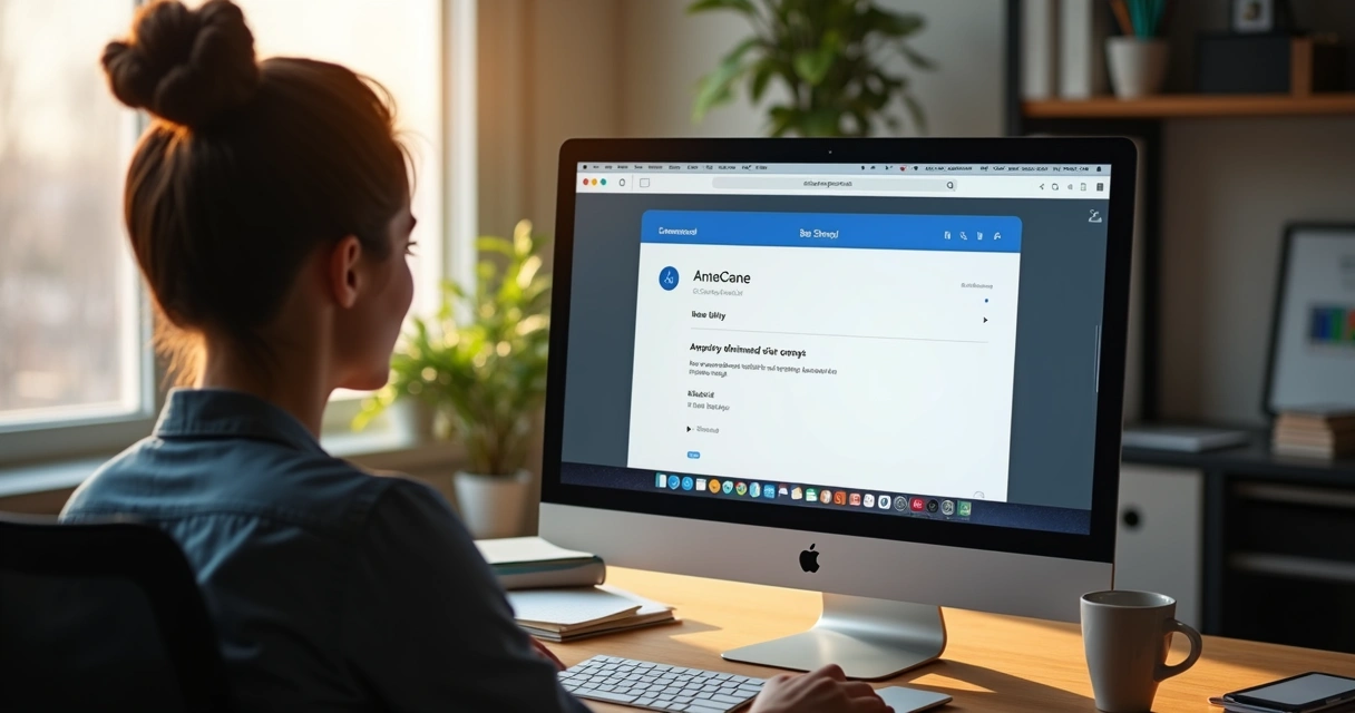 Pessoa lendo e-mail em tela de computador 