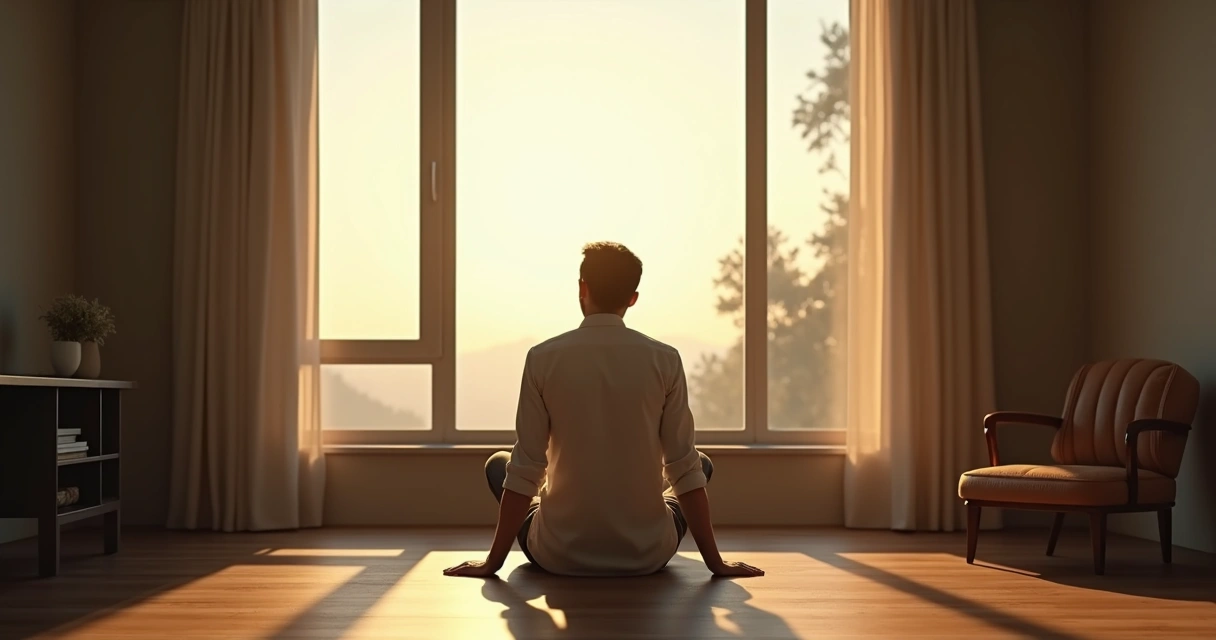 Pessoa sentada sozinha refletindo diante de uma janela 