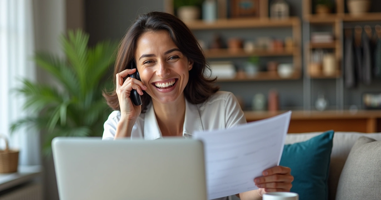 Pessoa falando ao telefone feliz após uma viagem de turismo 