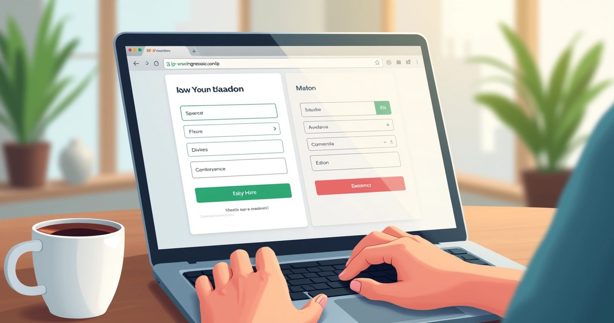Pessoa preenchendo formulário online em um notebook 