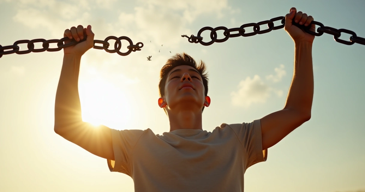 Pessoa quebrando corrente com as mãos