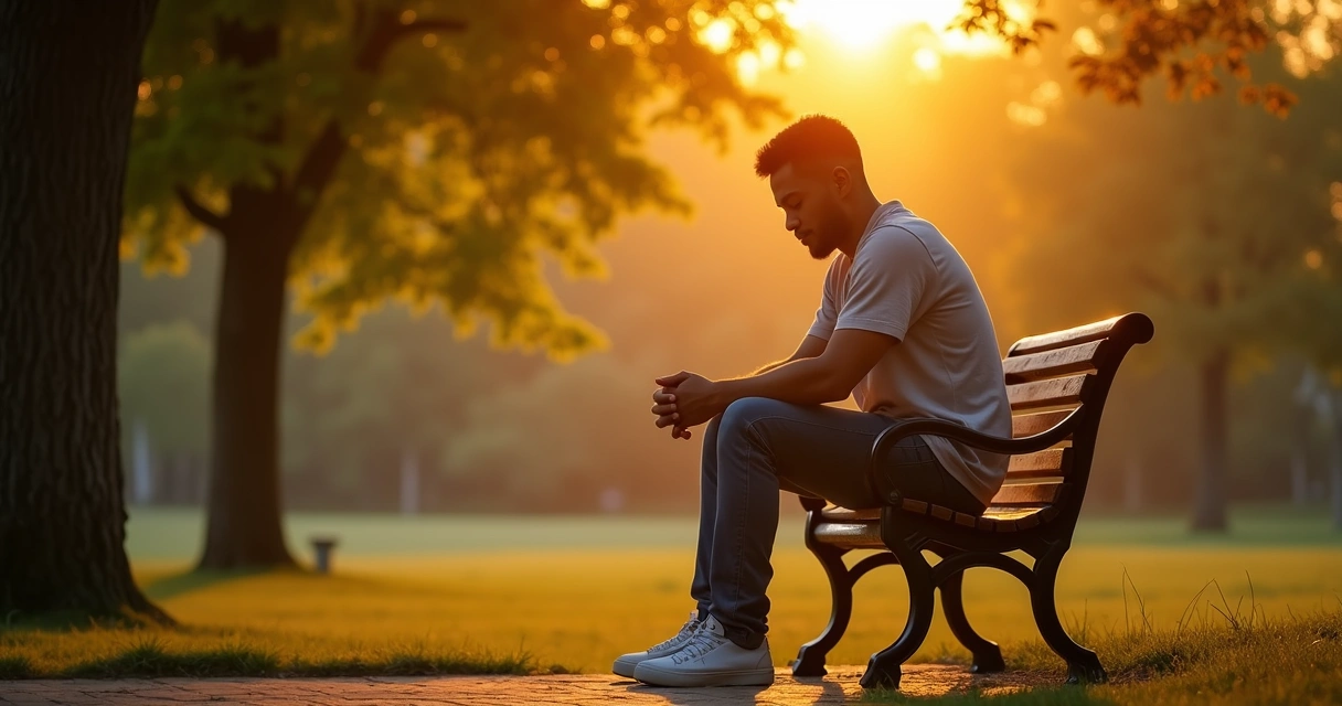 Pessoa olhando para baixo refletindo sobre seus sentimentos 