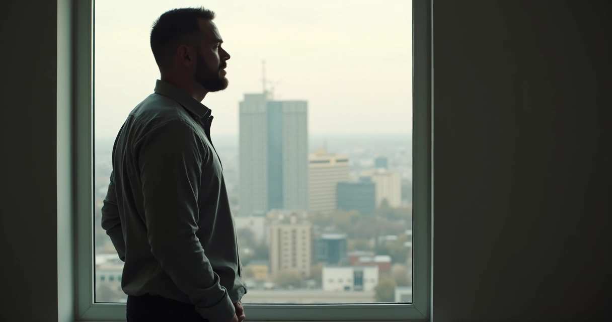 Pessoa olhando pela janela em momento de reflexão