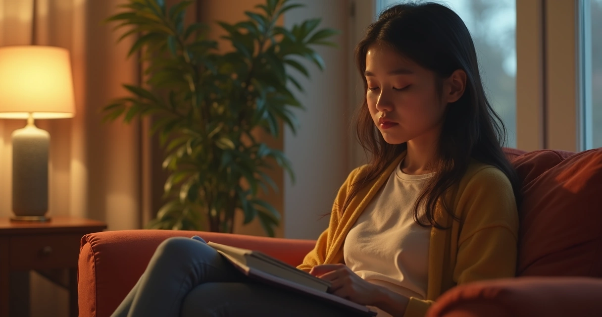 Pessoa contemplando pensamentos sentada em uma cadeira 