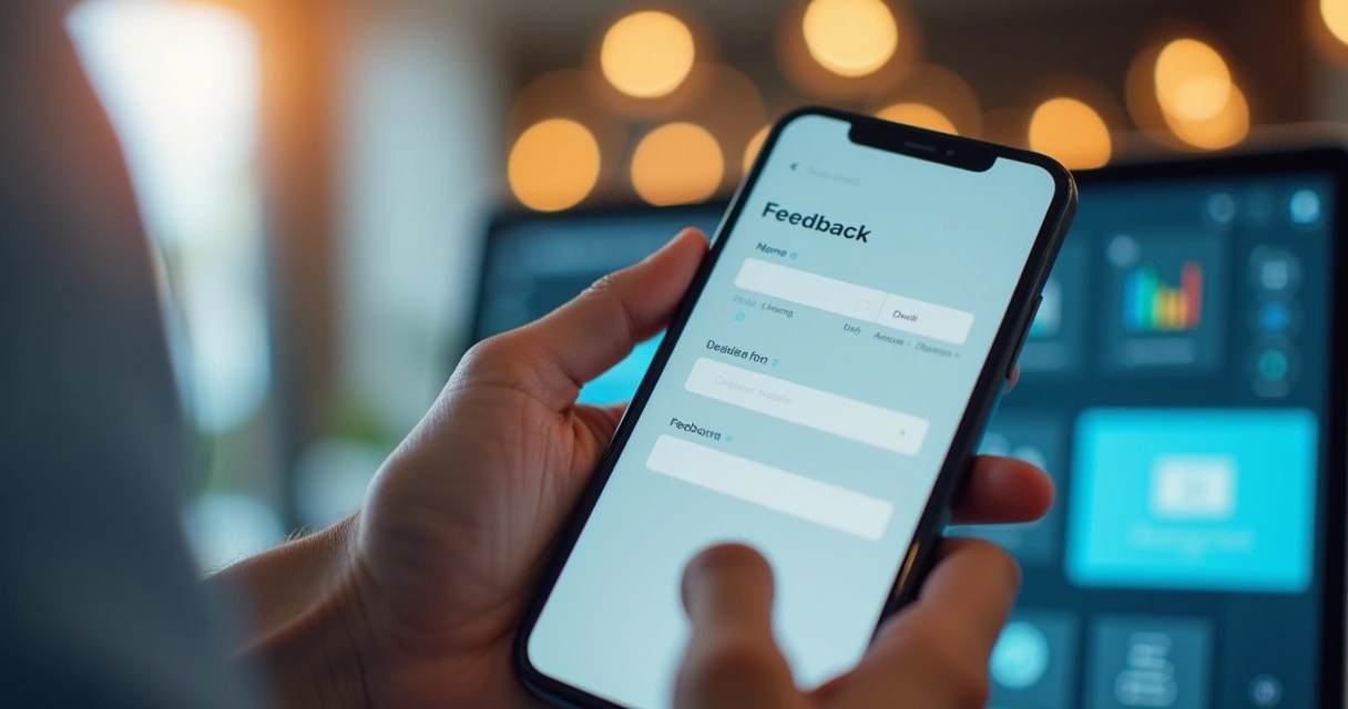 Pessoa preenchendo questionário de feedback em site