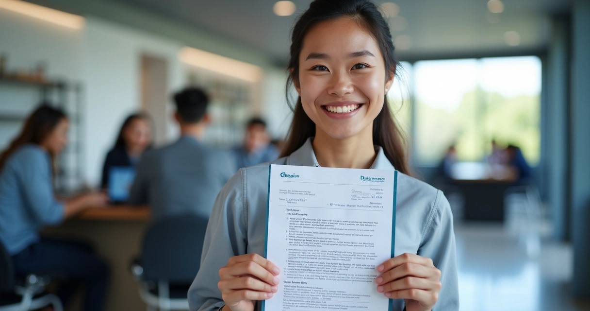 Pessoa segurando aprovação da CNH sorrindo em ambiente de Detran