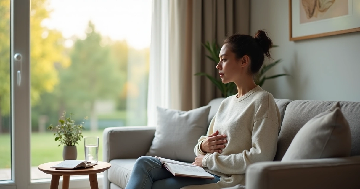 Pessoa sentada refletindo e encontrando clareza emocional em ambiente calmo 