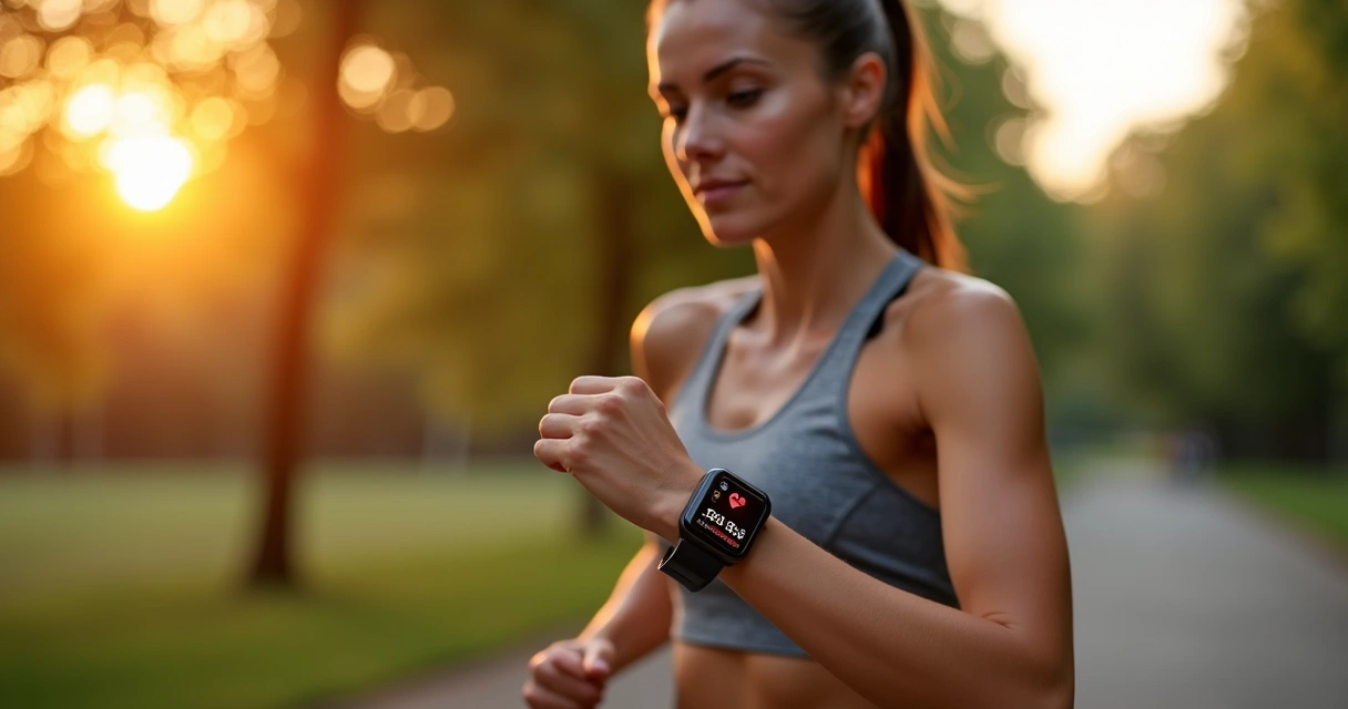 Pessoa acompanhando batimentos com smartwatch durante corrida 