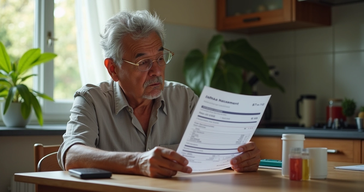 Pessoa com deficiência respiratória verificando extrato bancário em casa 