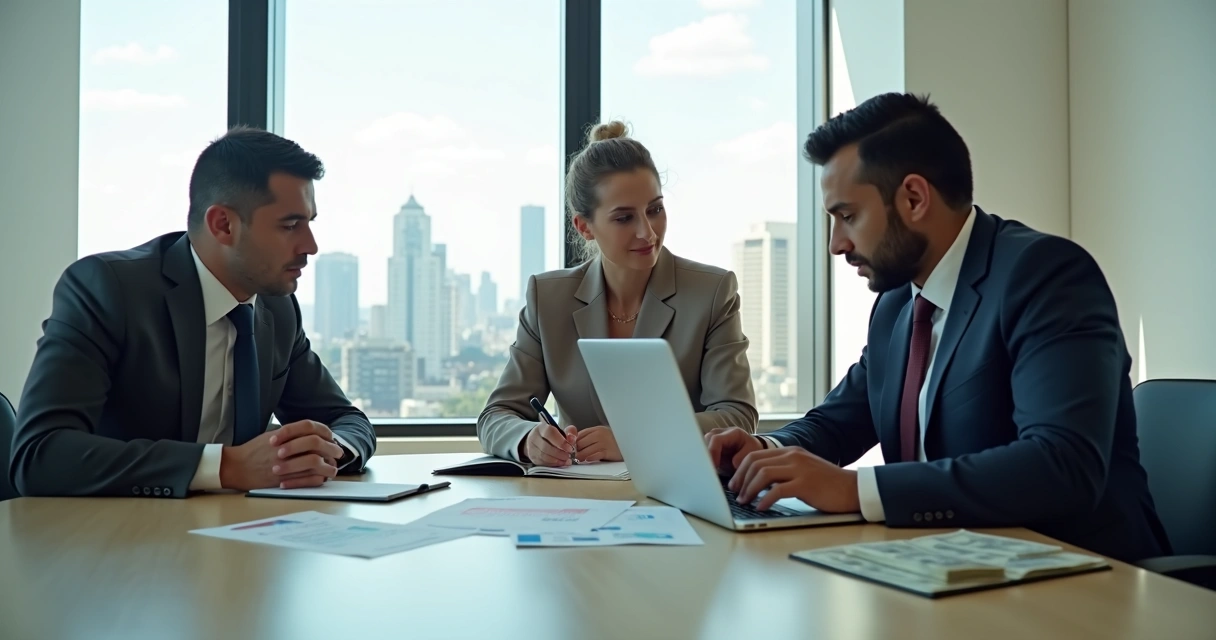 LLC: Guia Completo Para Abrir Sua Empresa Nos EUA 2 Empresários brasileiros em reunião para abrir conta bancária nos EUA