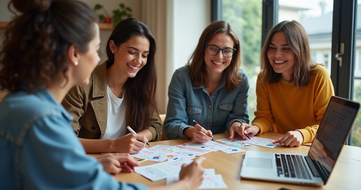 Grupo de pessoas reunidas apostando em bolão de loteria 