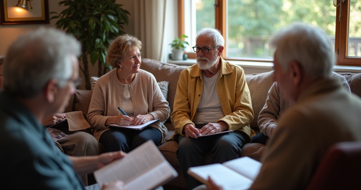 Grupo de pessoas em roda participando de autoavaliação 