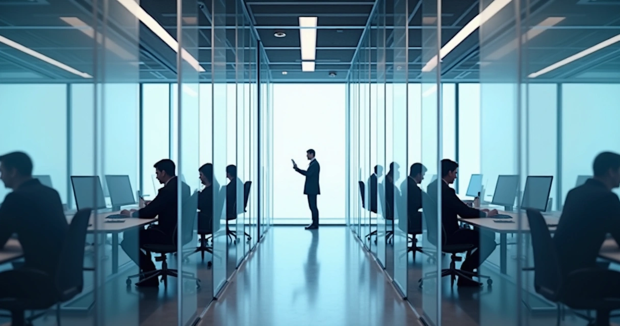 Colegas de trabalho separados por barreiras internas invisíveis