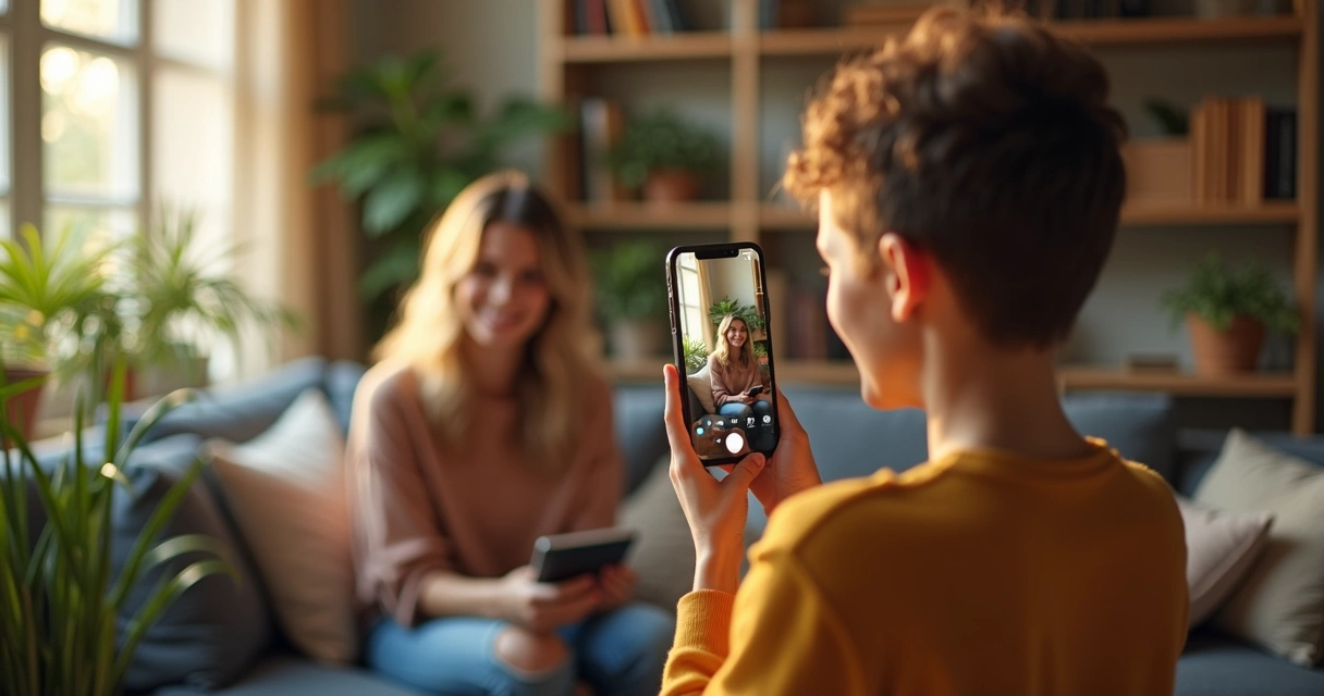 Pessoa filmando vídeo autêntico com smartphone 