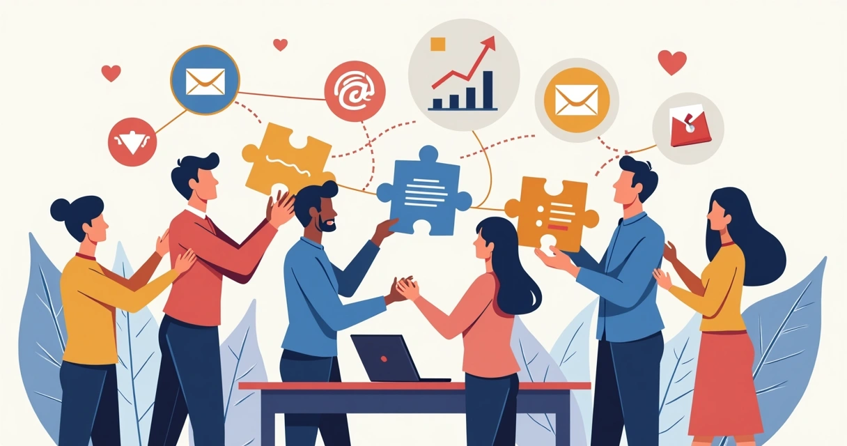 Pessoas conectando ideias de marketing digital para geração de leads 