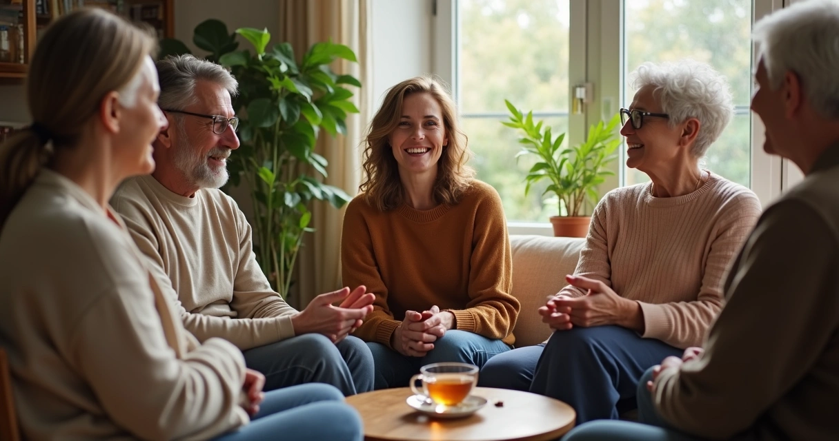 Pessoas sentadas em roda em uma conversa animada