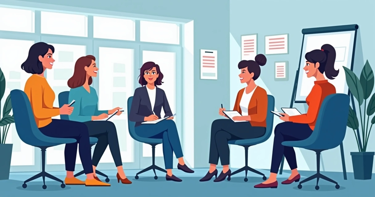 Grupo de pessoas em círculo participando de dinâmicas de desenvolvimento profissional 