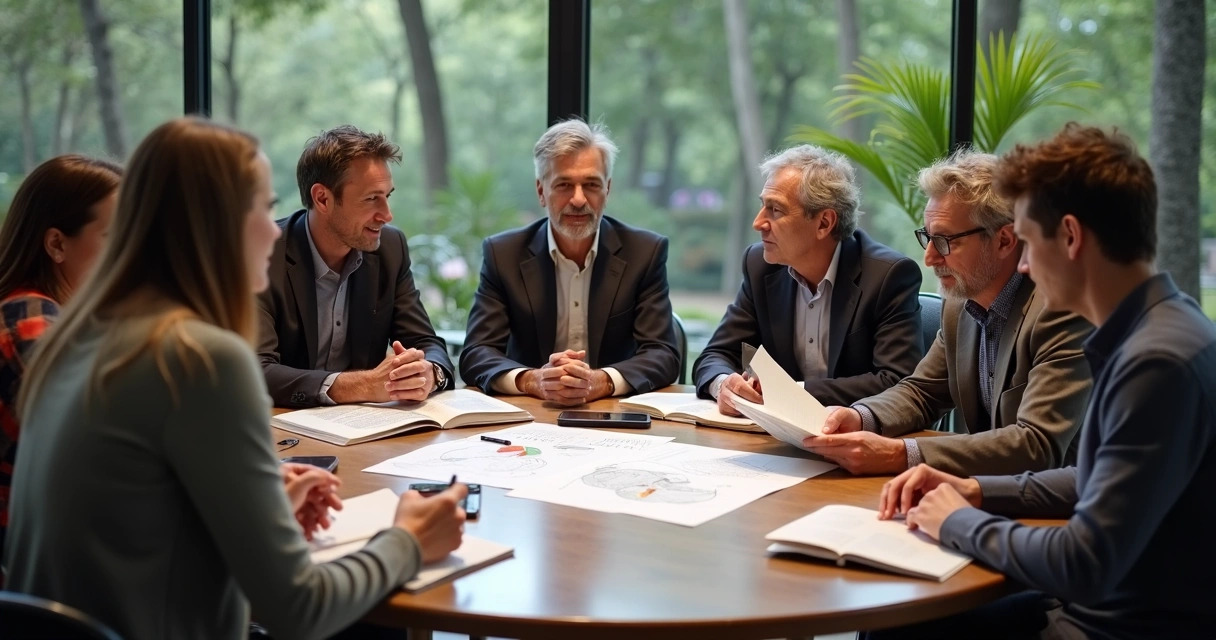 Pessoas conversando em grupo sobre ciência e filosofia