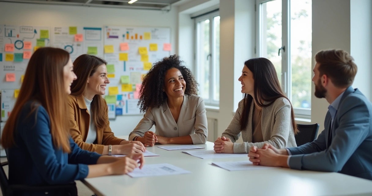Equipe debatendo ideias em ambiente de trabalho 