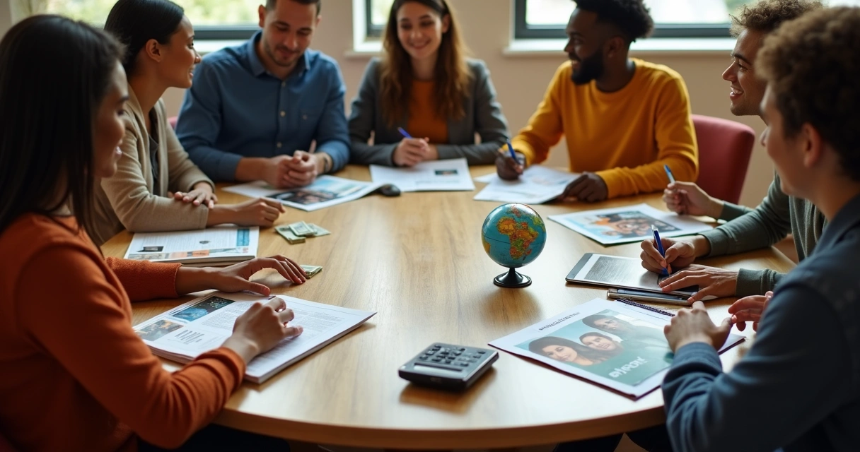 Grupo debatendo vários temas ao redor de mesa