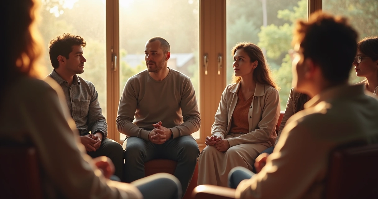 Grupo sentado em círculo, escutando atentamente uma pessoa que segura o objeto da fala.