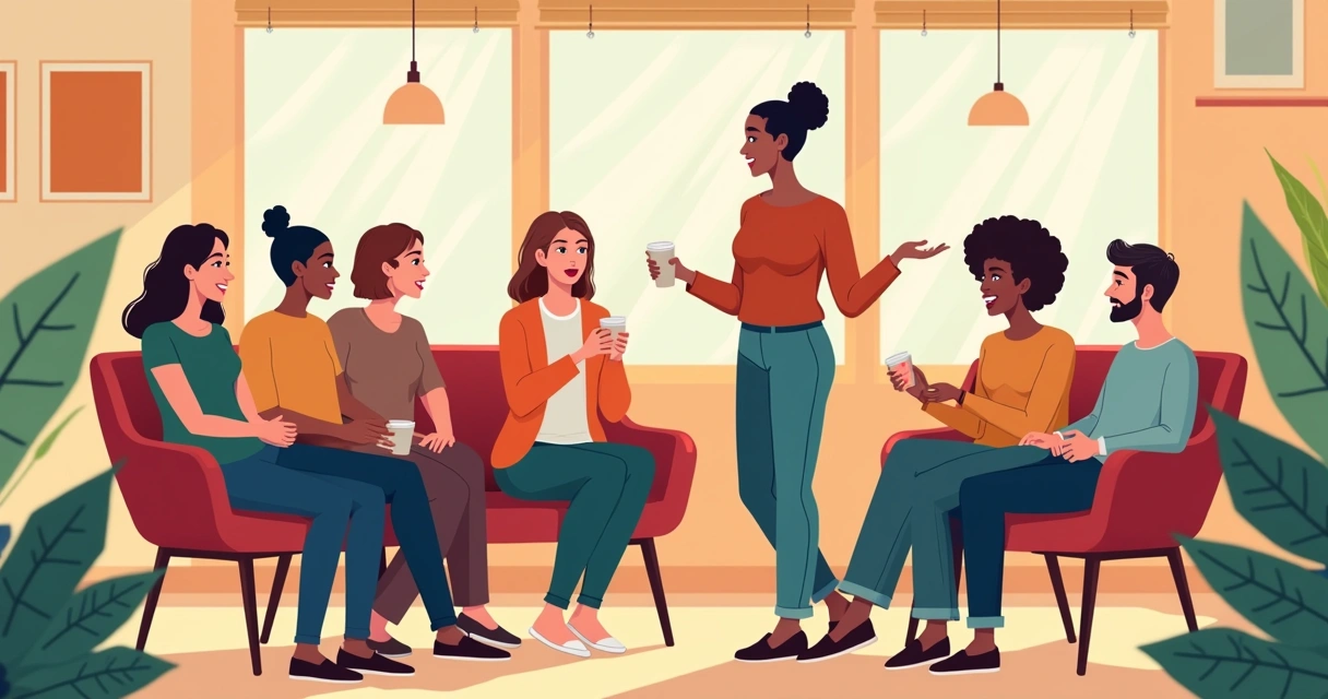 Grupo de pessoas em roda de conversa em evento comunitário