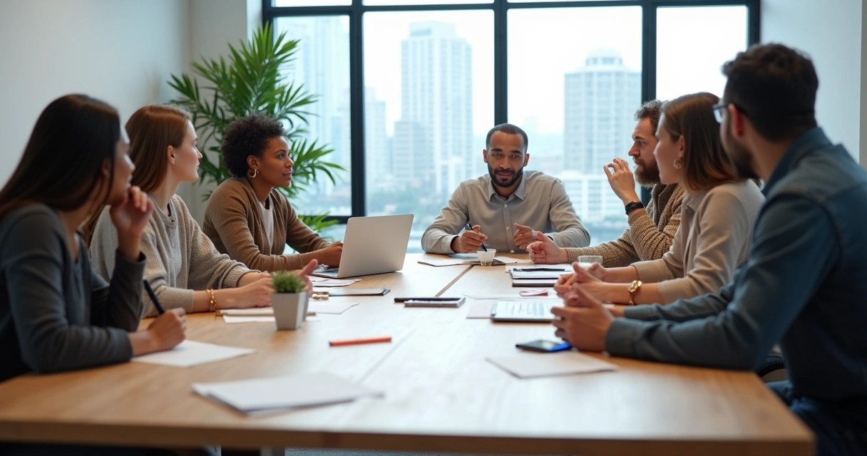 Pessoas em reunião aprendendo juntas 