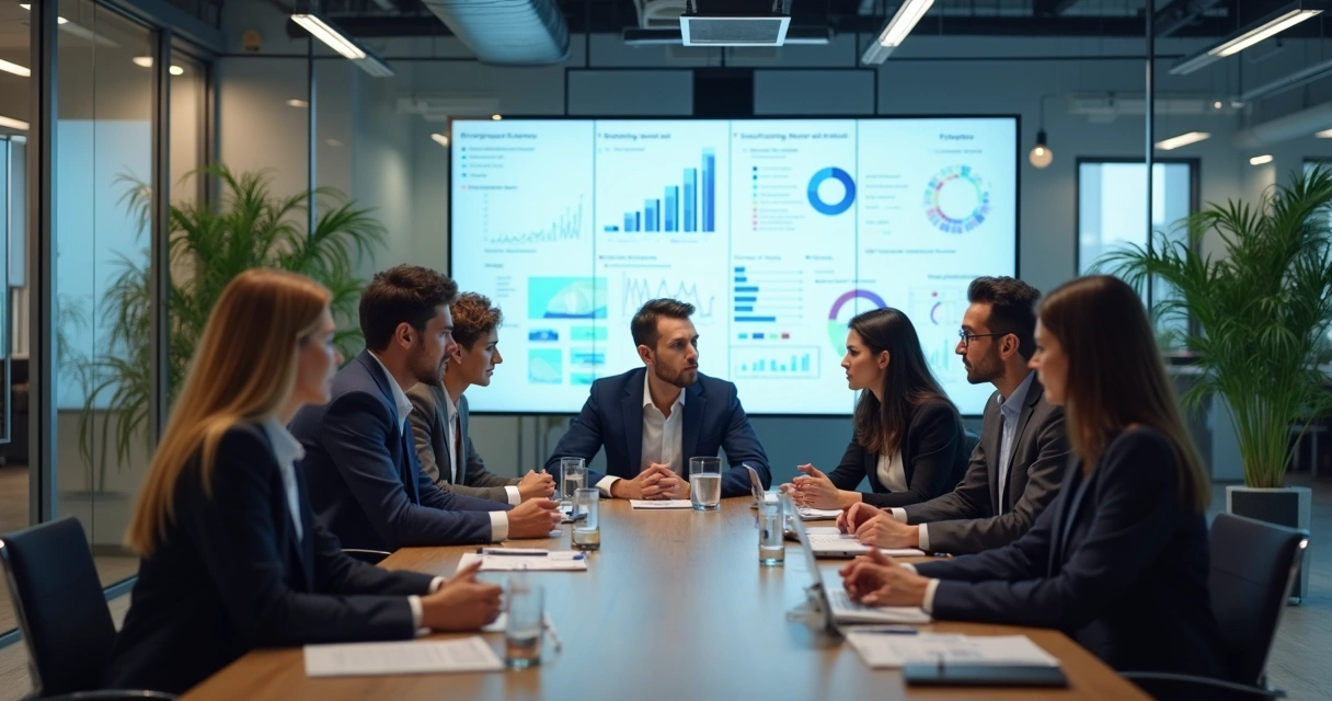 Profissionais sentados em escritório discutindo avaliação psicossocial corporativa 