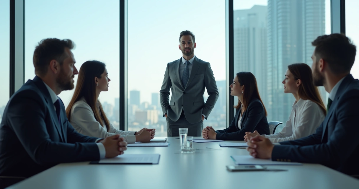 Equipe escutando atentamente colega em sala de reunião, demonstrando empatia 