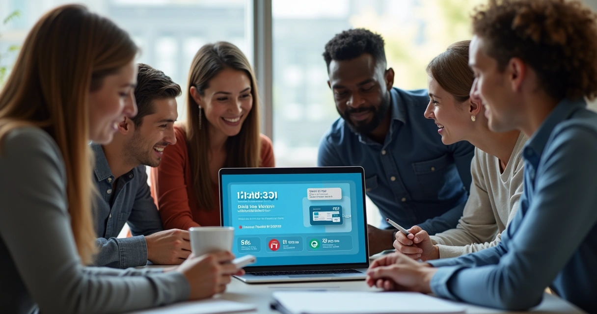 Grupo monitorando promoções de milhas no notebook 