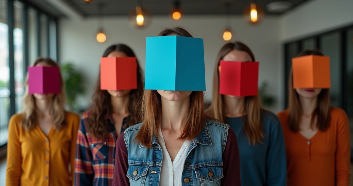 Pessoas segurando máscaras em um ambiente social 