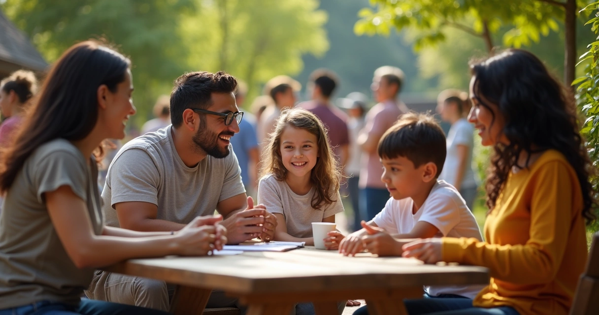Comunidade reunida trocando experiências 