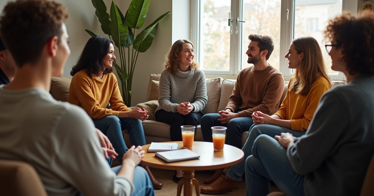 Pessoas sentadas em círculo conversando 