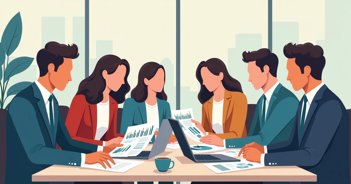 Equipe de RH olhando gráficos e discutindo métricas de pessoas 