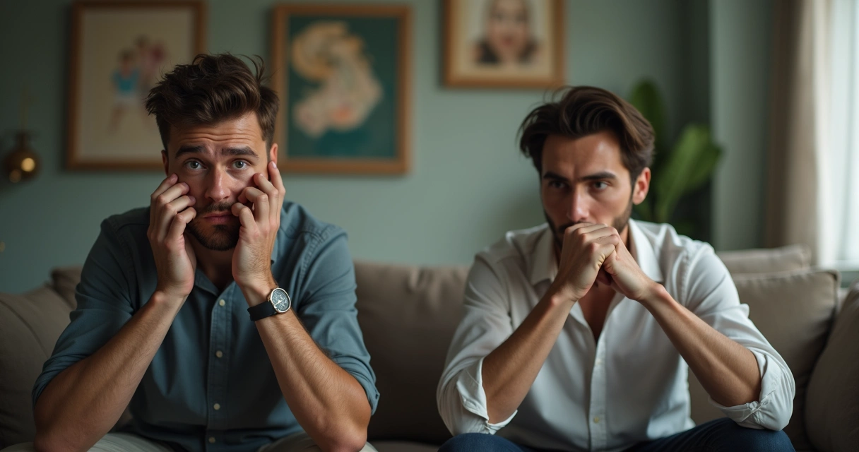 Pessoas mostrando reações físicas distintas, como mãos suadas e respiração profunda. 