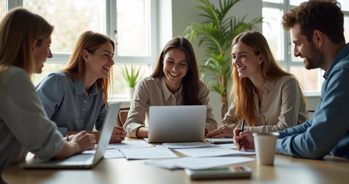 Colegas de trabalho colaborando em projeto