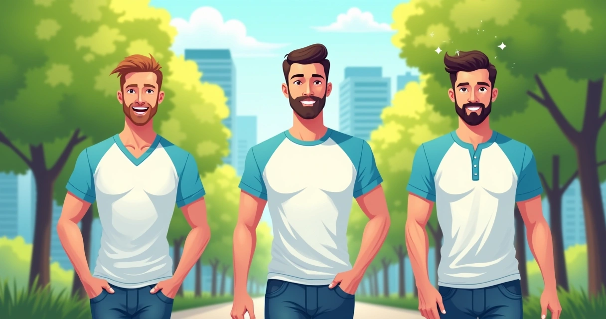 Grupo de homens usando camisetas masculinas cooling