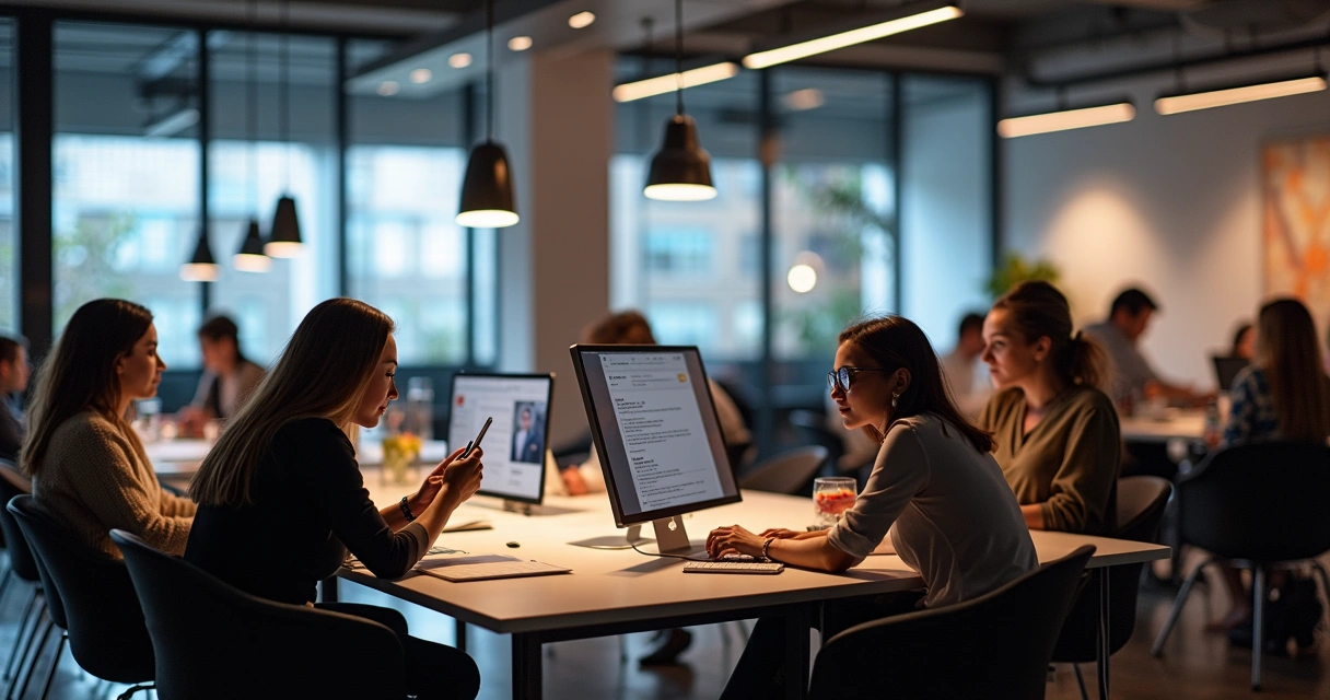 Pessoas navegando em site de loja com anúncios exibidos na tela 