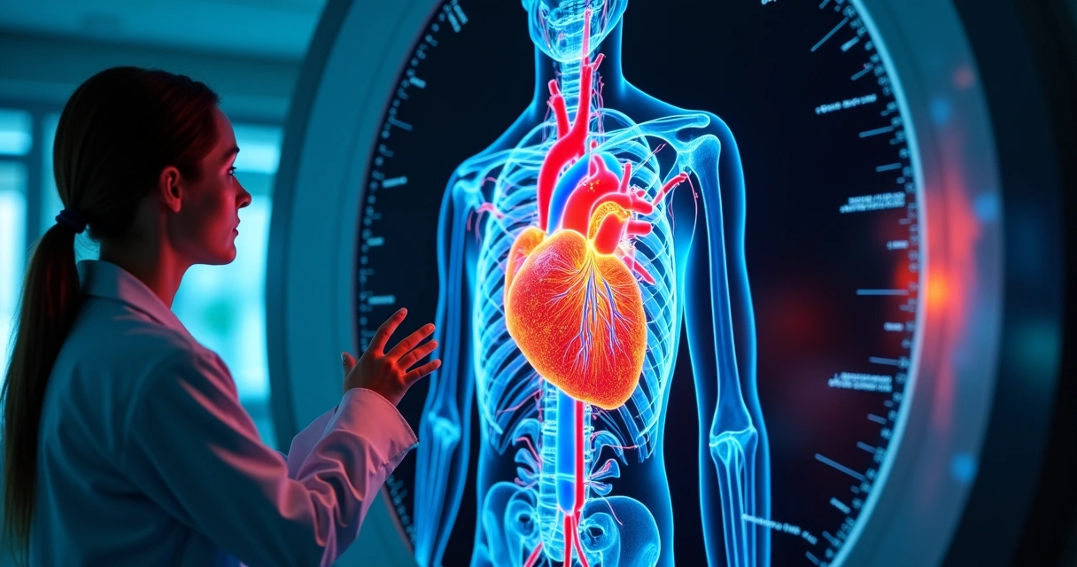 Imagem de PET/CT cardíaco mostrando fluxo de sangue nas artérias coronárias