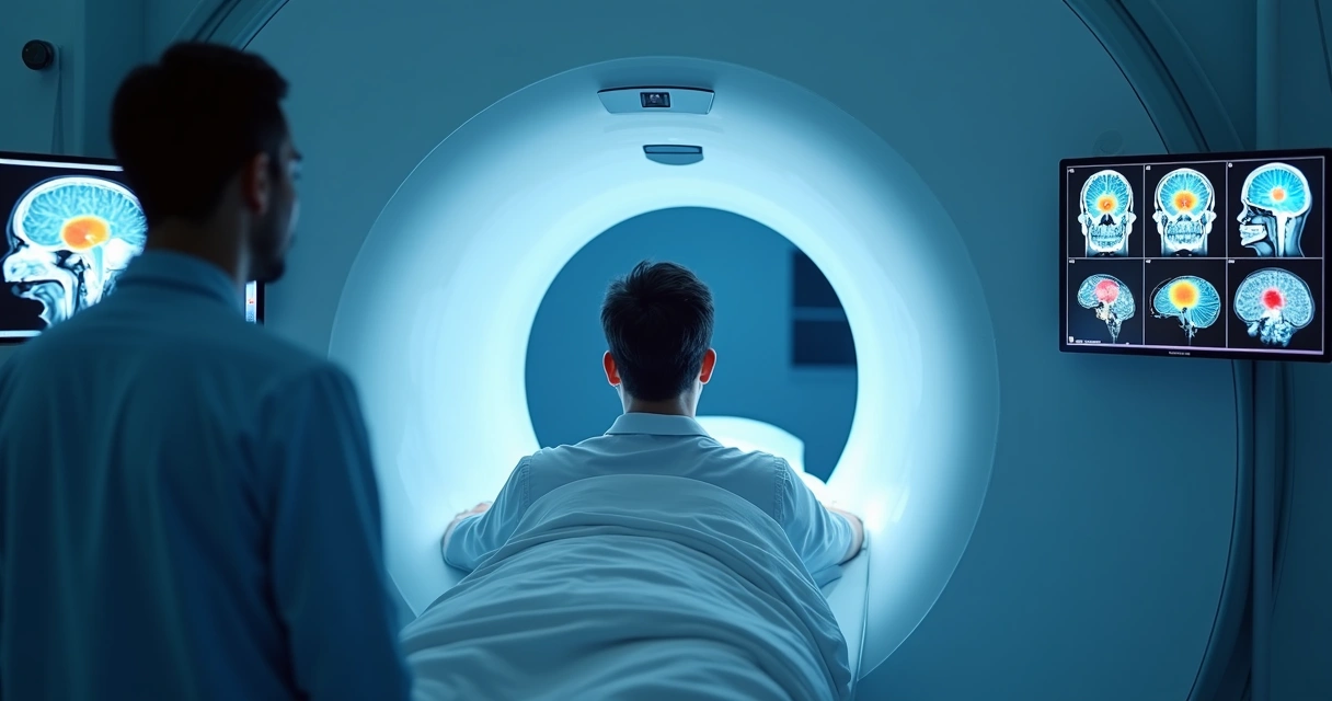 Paciente em exame de tomografia PET para oncologia 