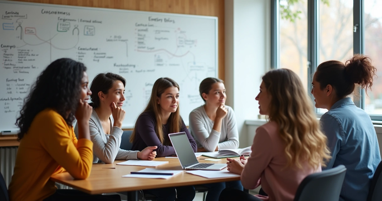 People in conversation about philosophy, applying concepts in real life 