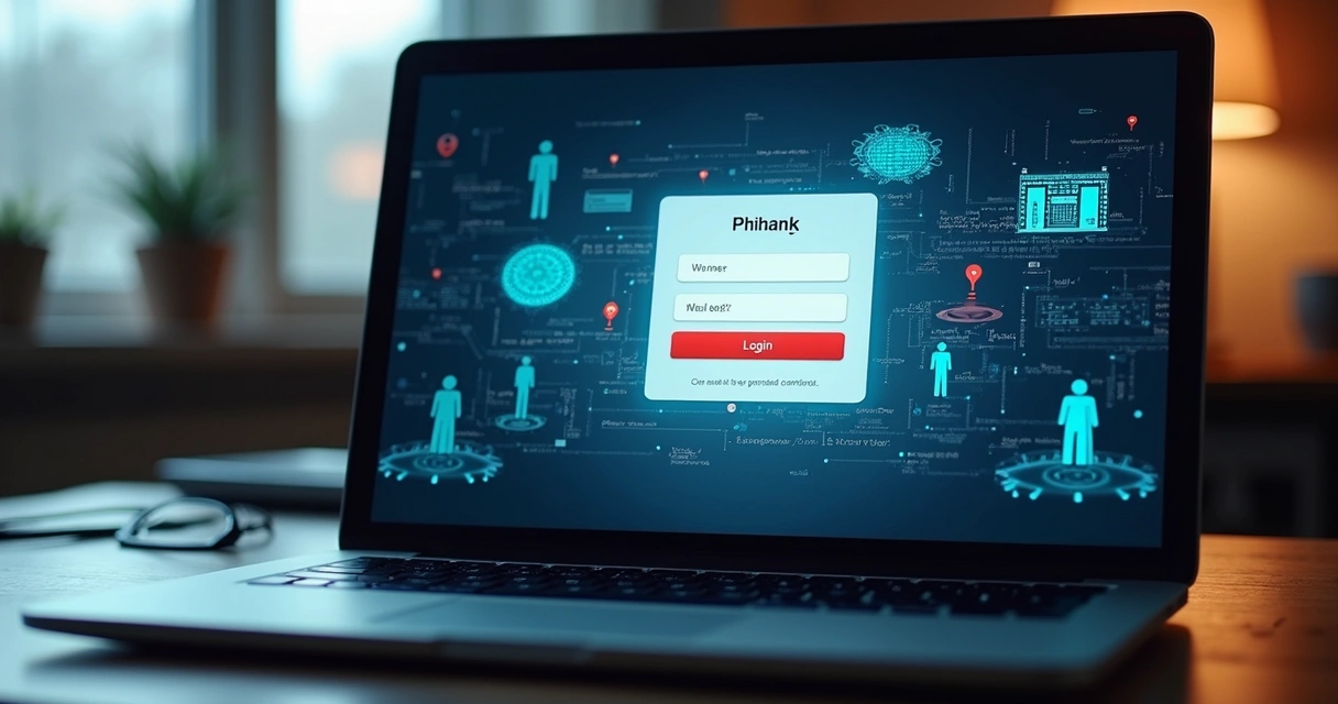 Página falsa simulando acesso a sistema bancário, com aparência verossímil e notificações de perigo 